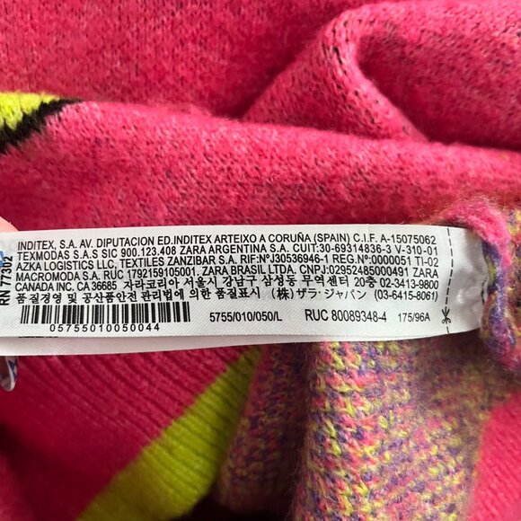 ZARA PINK SNAIL SWEATER WOMENS LARGE GREEN PURPLE STRIPE LOOSE FIT KNIT PULLOVER - Picture 6 of 8